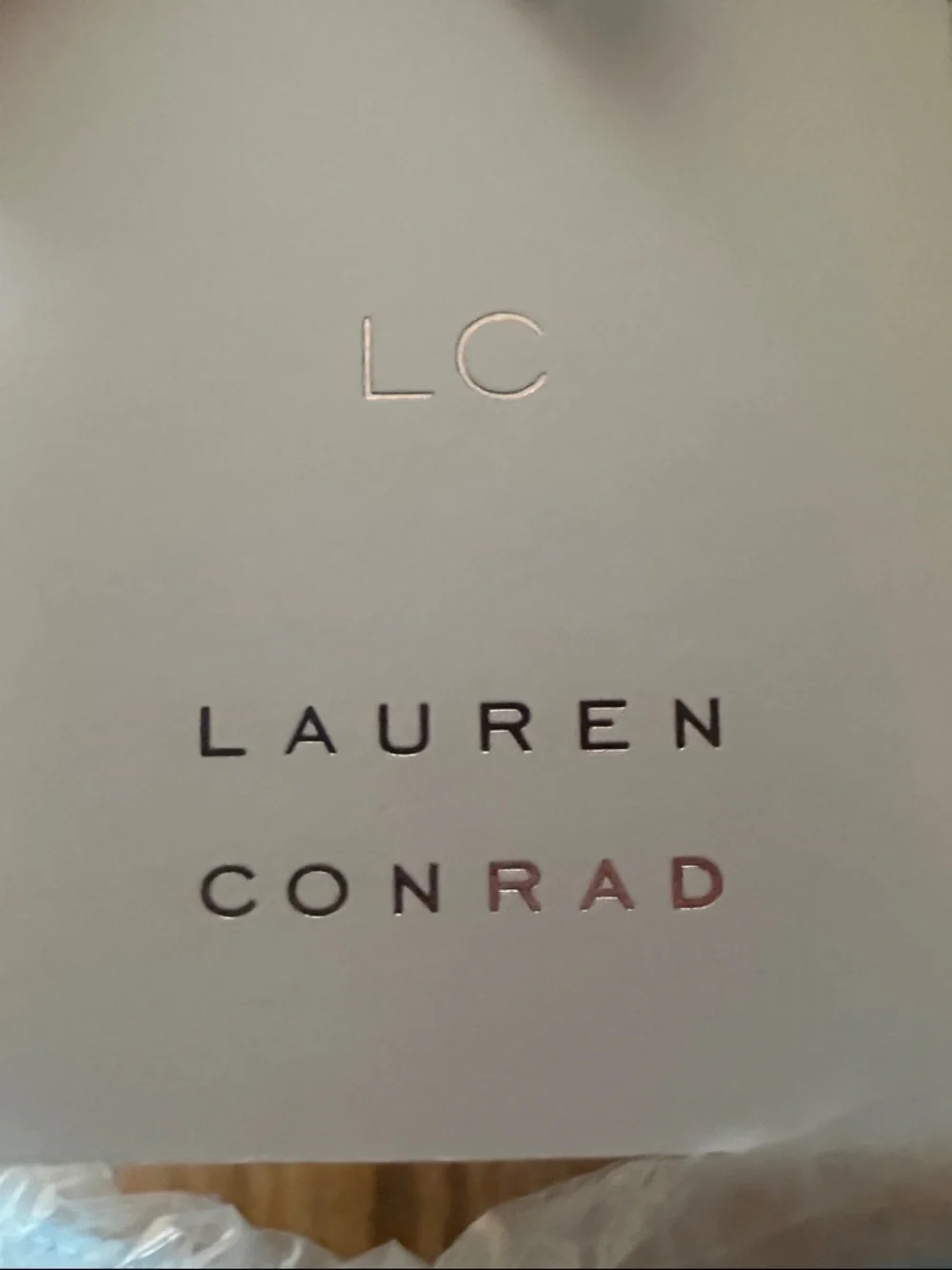 LC Lauren Conrad Cream Tote with Light Blue Trim and Floral Drawstring